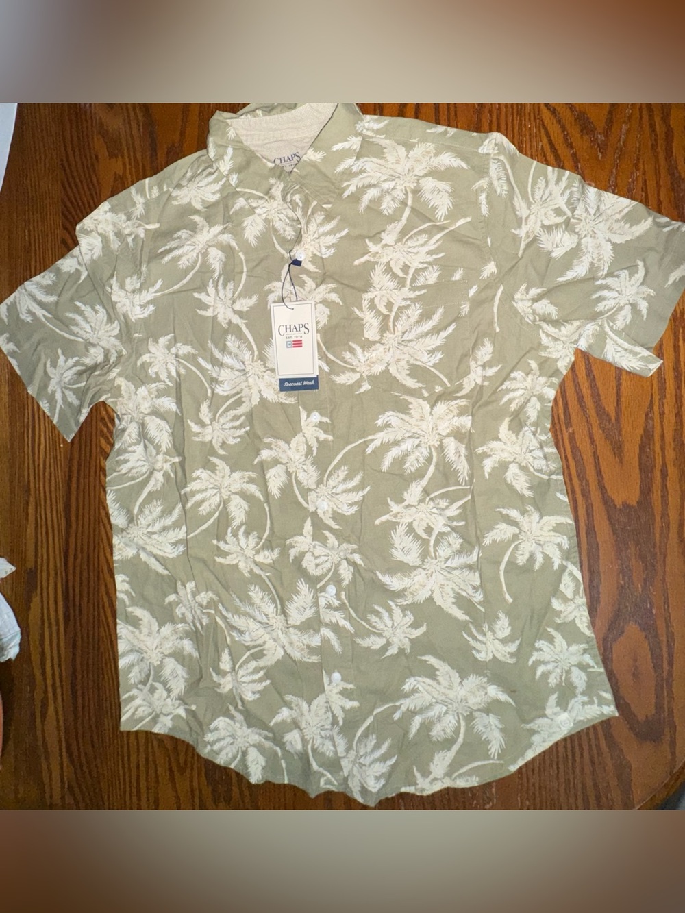 CHAPS Men’s Large Tropical Palm Tree Button Down Shirt NWT